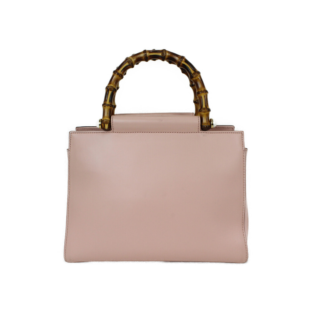 GUCCI Nimfair Bamboo Bag Pink Leather
